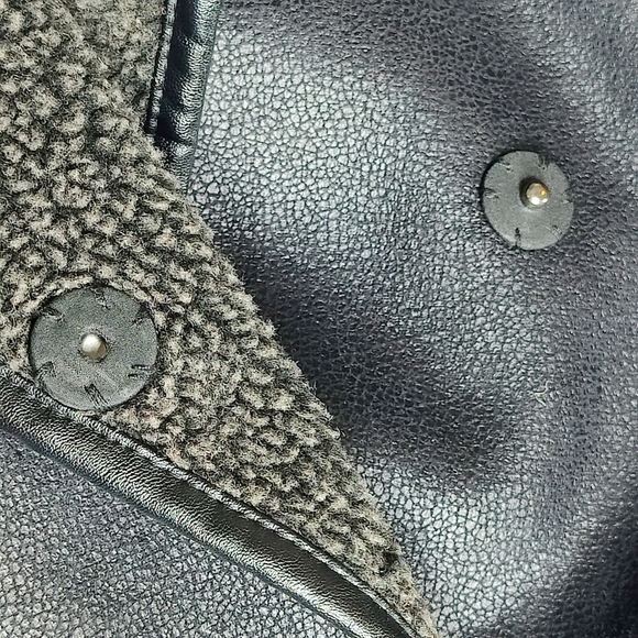 Sam Edelman Sydney Hooded Faux Shearling Black Jacket Coat Women's size S - Picture 10 of 16